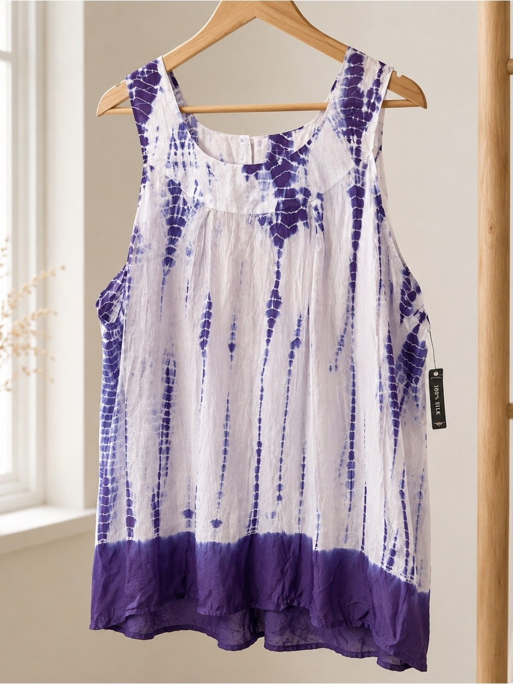 NWT Route 66 Tie Dye 100% Silk Tank Top Size 2X Semi Sheer